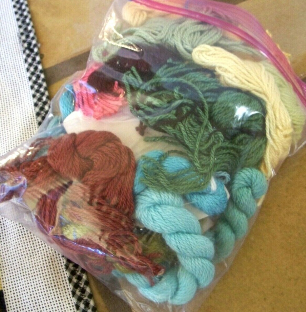 LANI #410 NEEDLEPOINT CANVAS SUCCULENT COLLAGE 16" SQ 75% COMPLETED