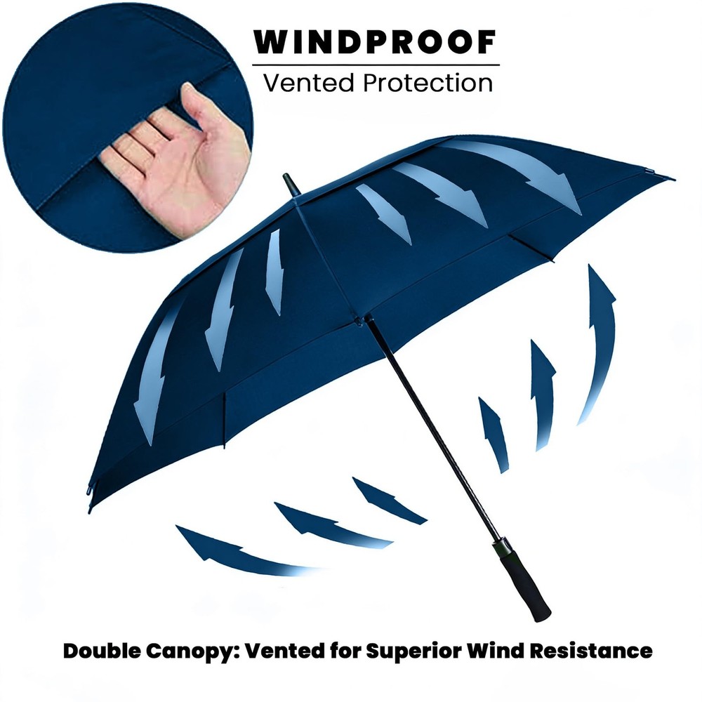 72 Inch Large Golf Umbrella Windproof Vented Double Canopy Auto Open