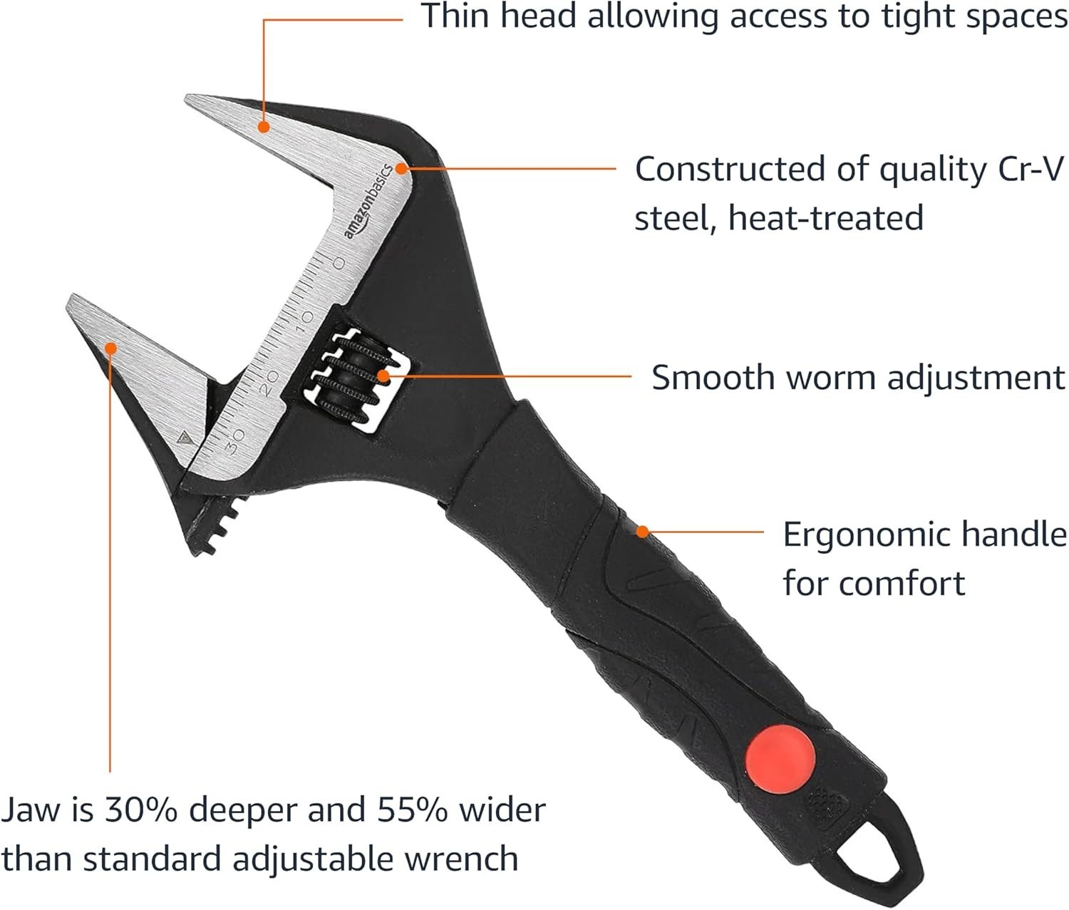 Versatile 6.34-Inch Soft Grip Adjustable Wrench for Auto and Plumbing Repairs