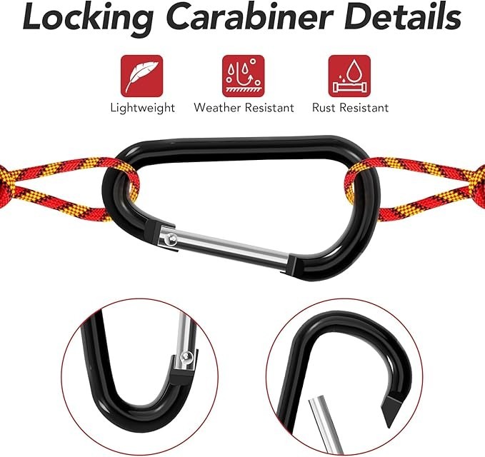24pc Aluminum Carabiner Clip D Ring, Keychain Spring Hook,Small Assorted