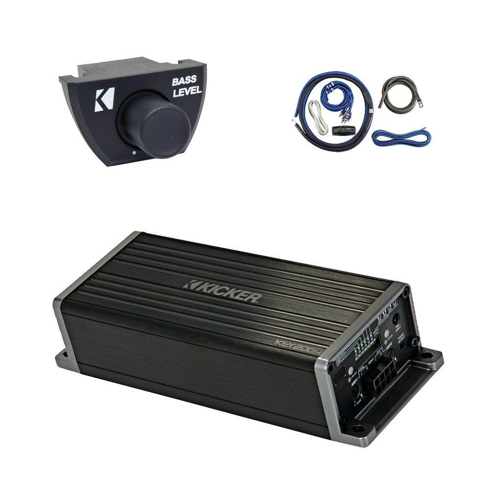 Kicker KEY200.4 200W 4-Channel Full-Range Auto-EQ Amplifier, Remote, Install Kit