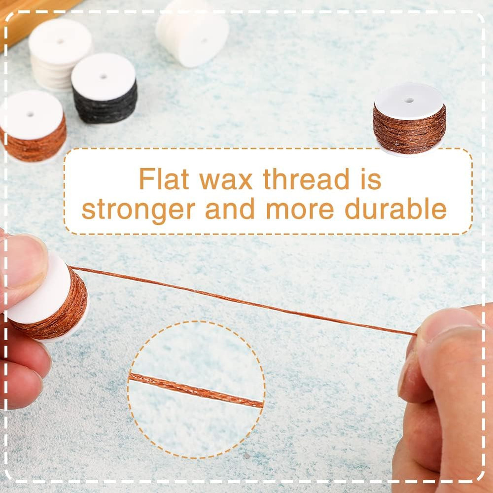 6 Pack Waxed Thread Leather Sewing Awl Replacement Spools, Repair Stitch Thread,
