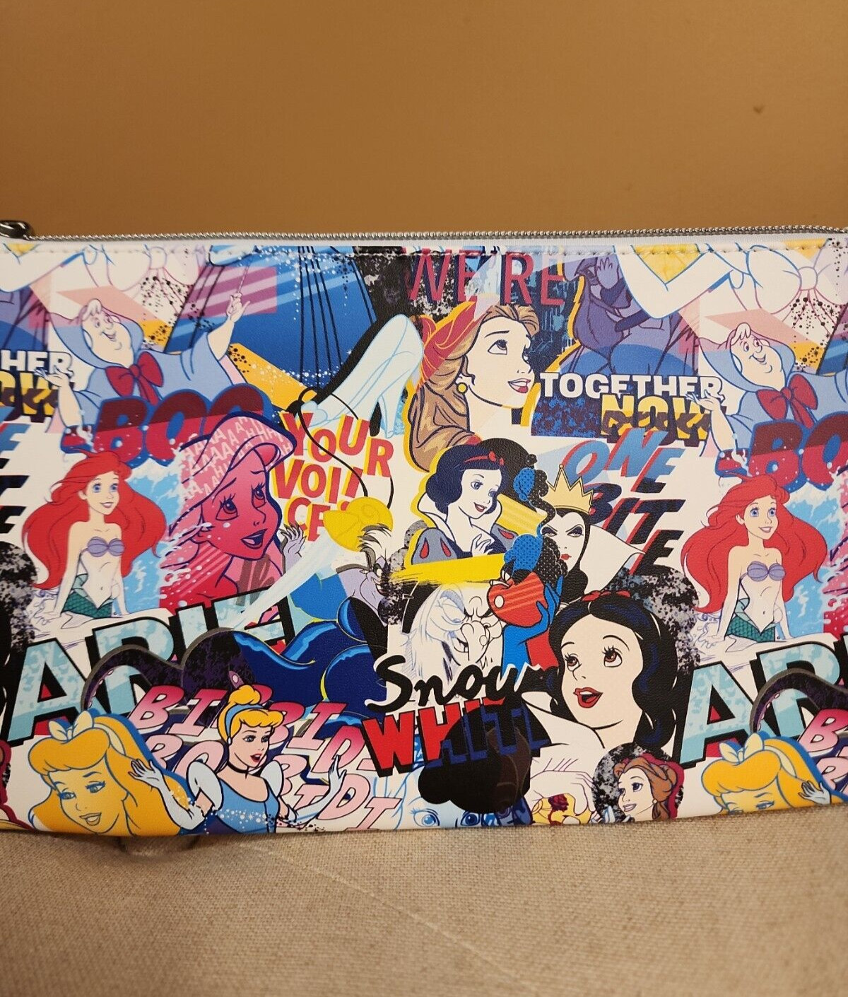 Buckle Down Disney Princess Comic AOP Print Cosmetic Bag Makeup Pouch NEW