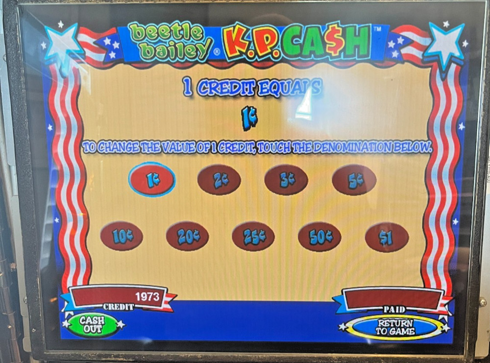 IGT Beetle Bailey KP Software 5R 9 Pay Lines Multi-Denom