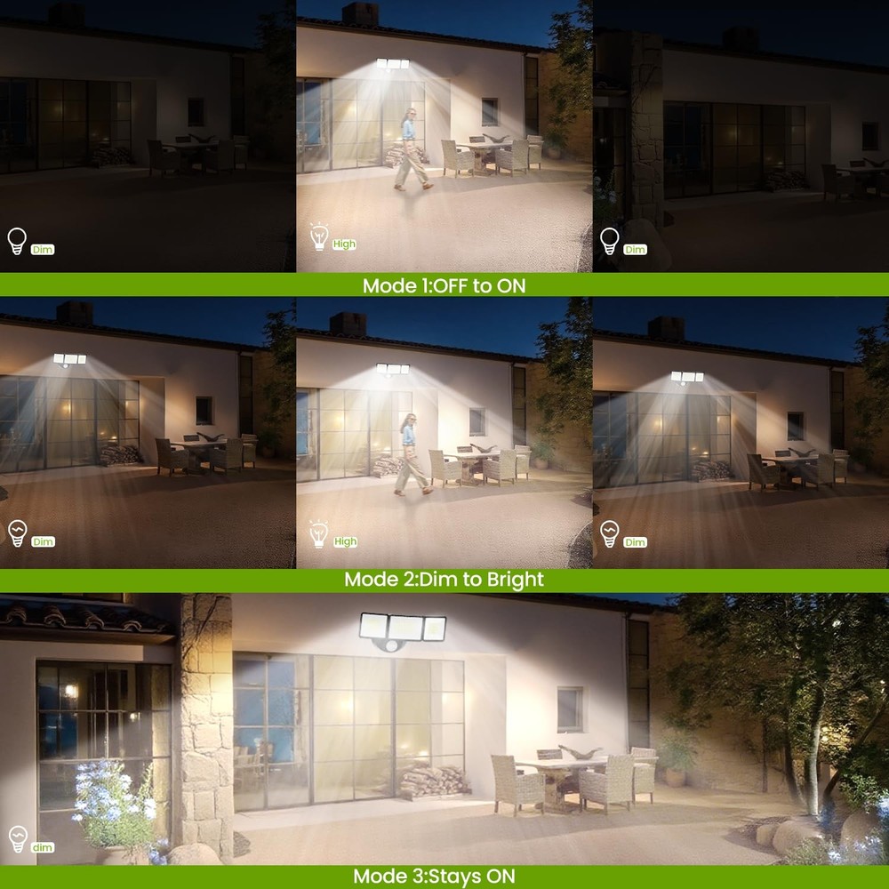 7500LM LED Security Light Motion Sensor Outdoor Lights, Adjustable 3 Head LED...