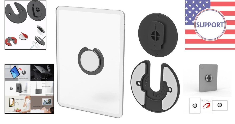 Universal Adjustable Tablet Wall Mount - 90° Rotating for iPad/Kindle, 2-Pack