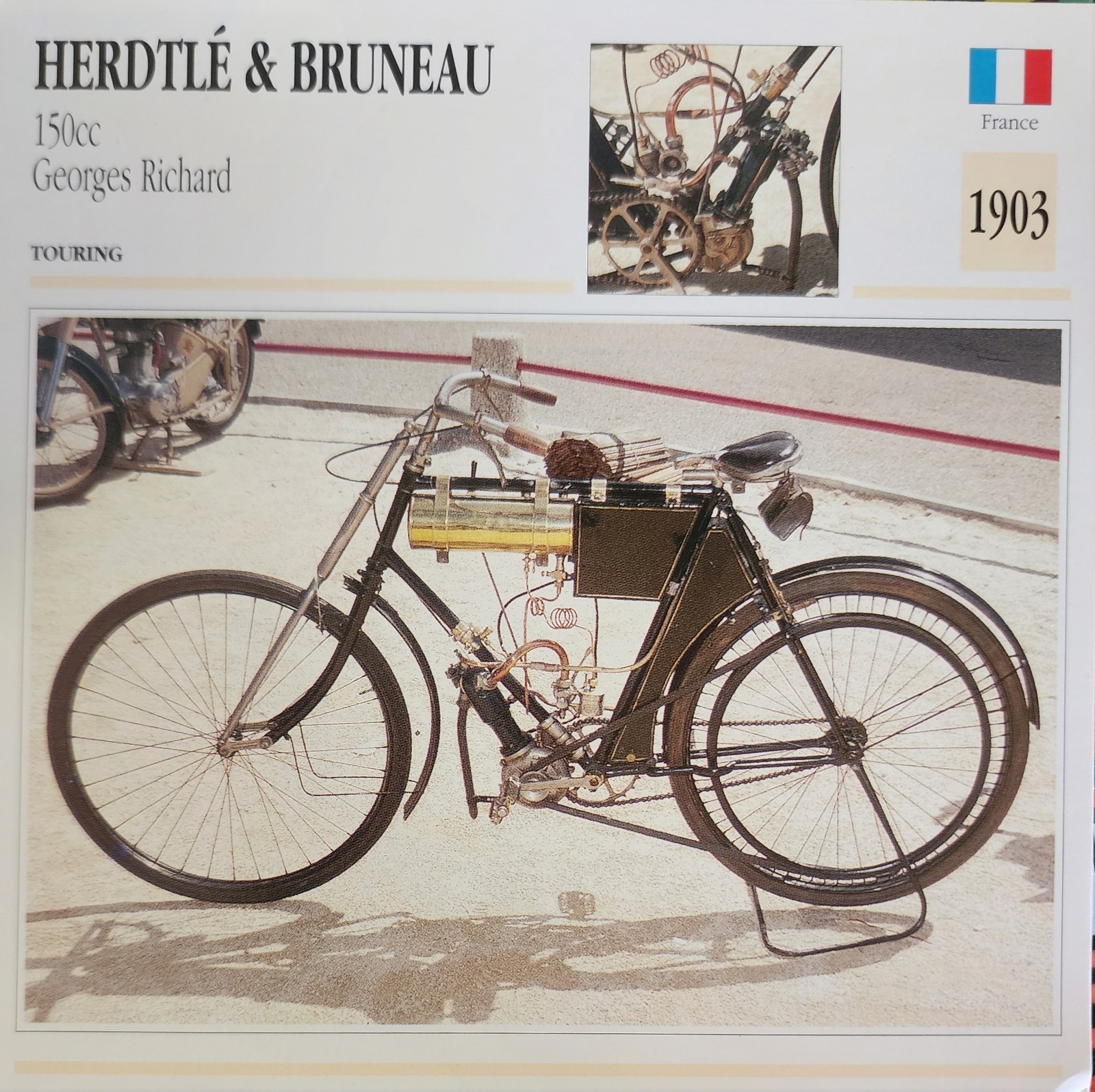 Herdtle Bruneau Motorcycle Bike Picture Info Detail Vtg Collector Card Original