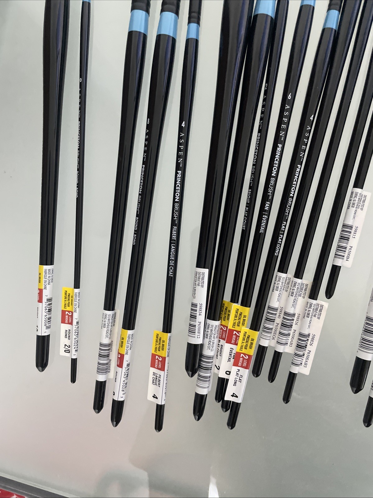 LOT OF 49 - Princeton Aspen Long Handle Oil Acrylic Synthetic Paint Brushes