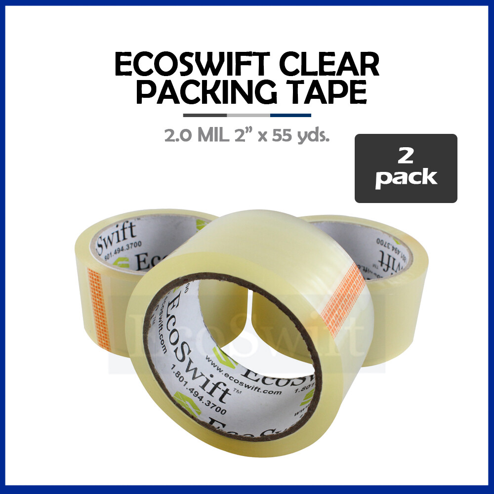 2 ROLLS EcoSwift Carton Box Sealing Packaging Packing Tape 2.0mil 2" x 165 feet