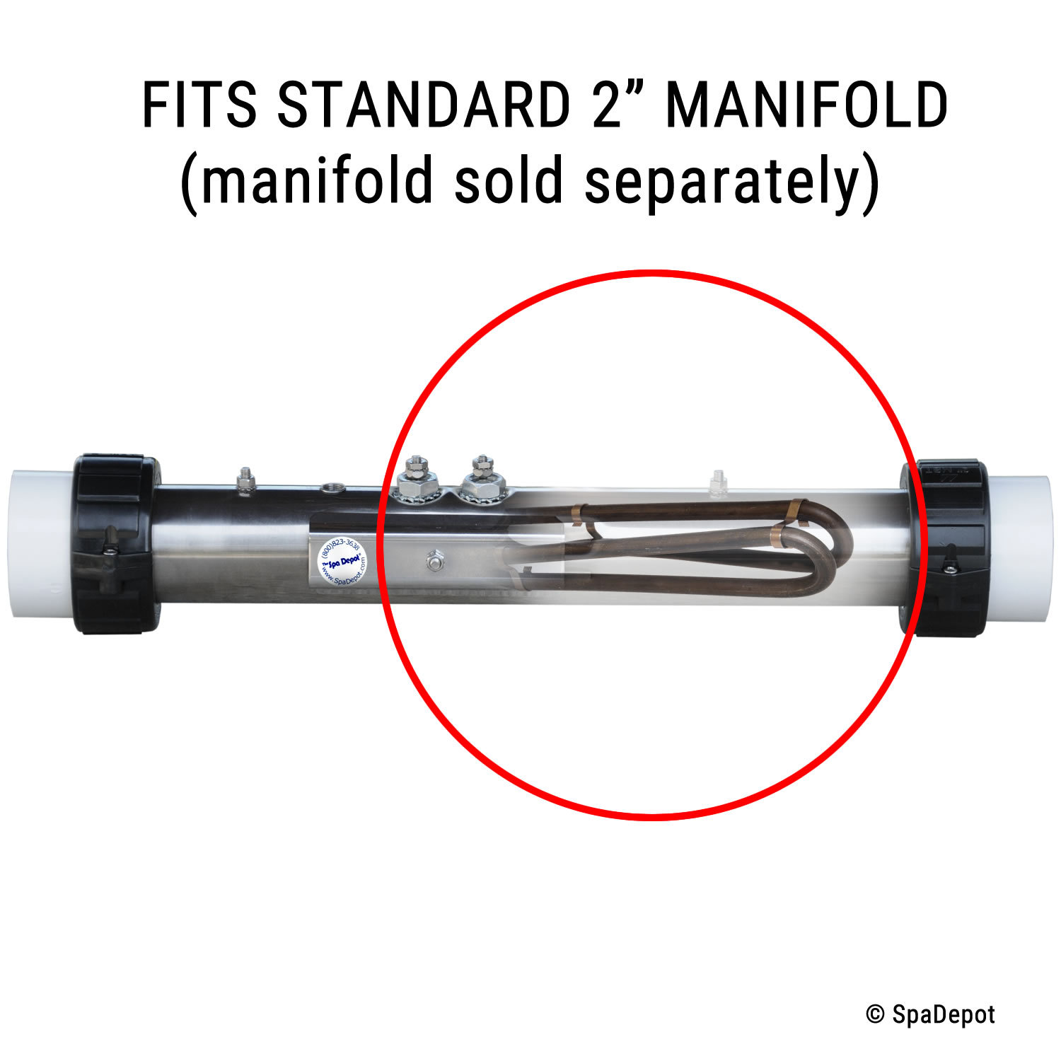 Universal Flo-Thru Spa Heater Element for Hot Tub 10in -Choice: 4.0 kW or 5.5 kW