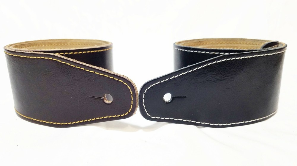 LEATHER GUITAR STRAP 2.5" WIDE, BLACK or BROWN