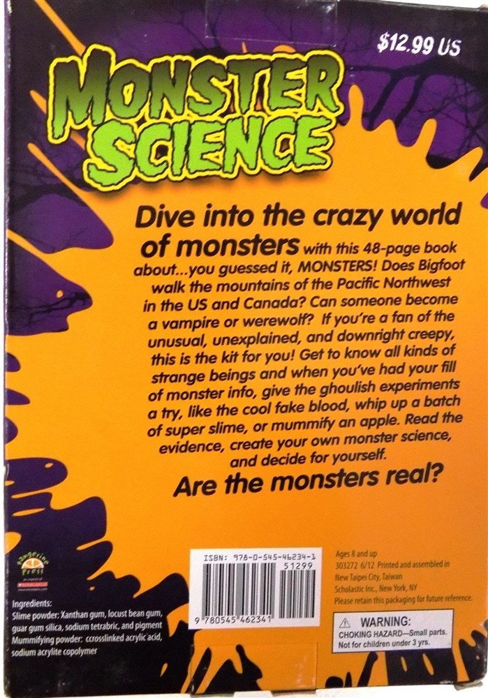Monster Science Kit and Book By Scholastic NIB