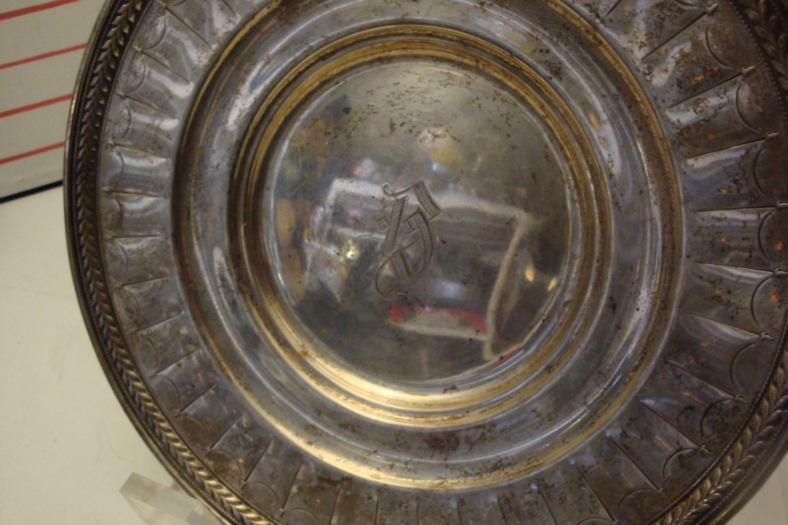 Decorative La Pierre Sterling Silver monogrammed "B"platter 282 grams 9 1/2 dia