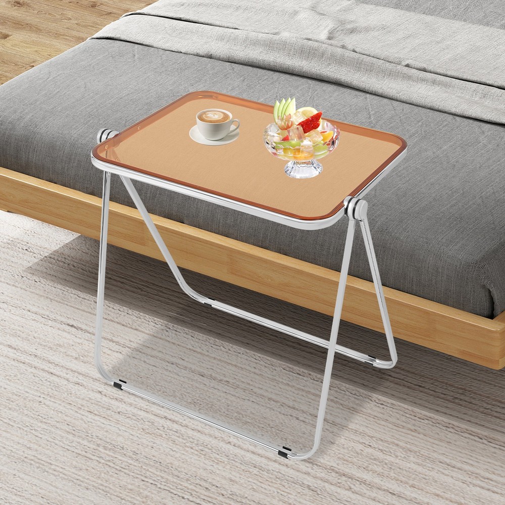 Clear Foldable Side Table Tiny Desk For Home Office Small Indoor Computer Desk