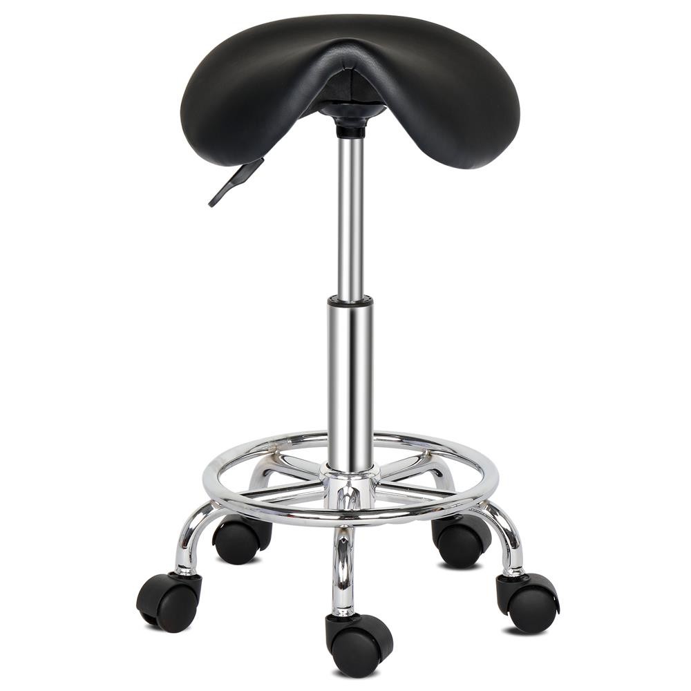 Rolling Garage Stool Adjustable Mechanic Work Shop Salon Swivel Saddle Stool