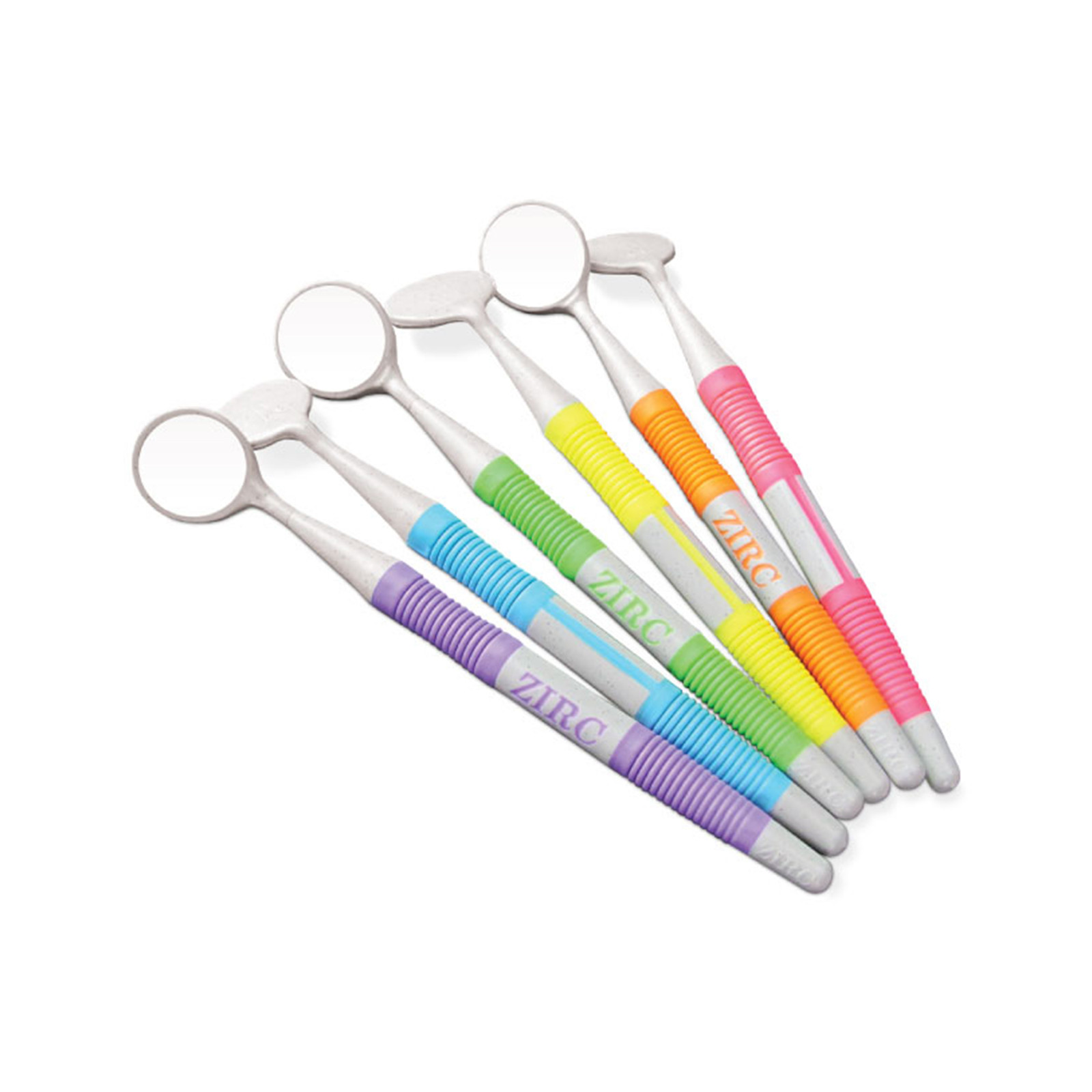 Zirc Dental 50Z364N Crystal HD Mirror Soft Grip #5 Vibrant Assorted 12/Pk
