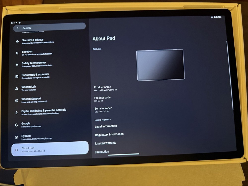 Wacom MovinkPad Pro 14, Android Mobile Drawing Tablet, 14" OLED No Computer