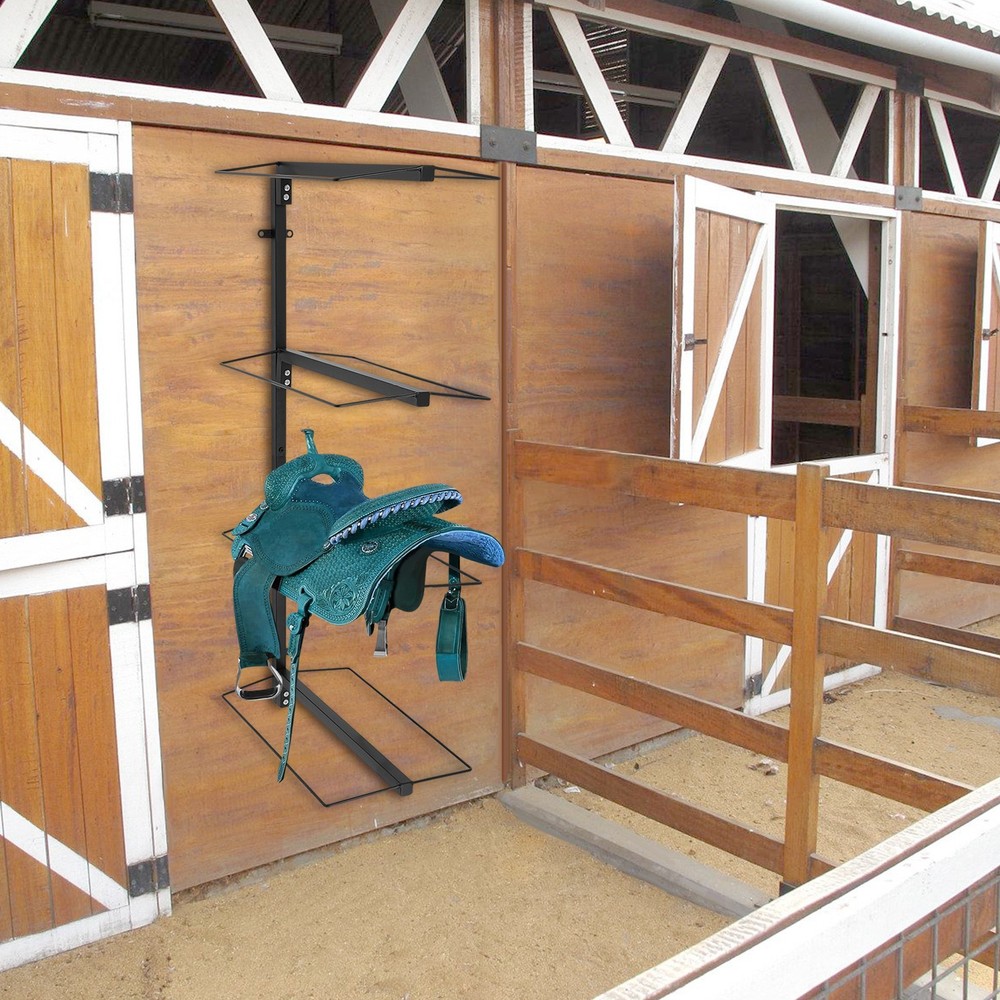 4-Tier Wall-Mounted Saddle Rack for Tack Room - Space-Saving Design