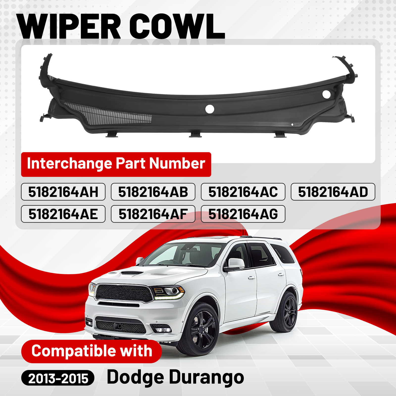 Front Windshield Wiper Cowl Panel Vent Fits Dodge Durango 2013-2015 #5182164AH