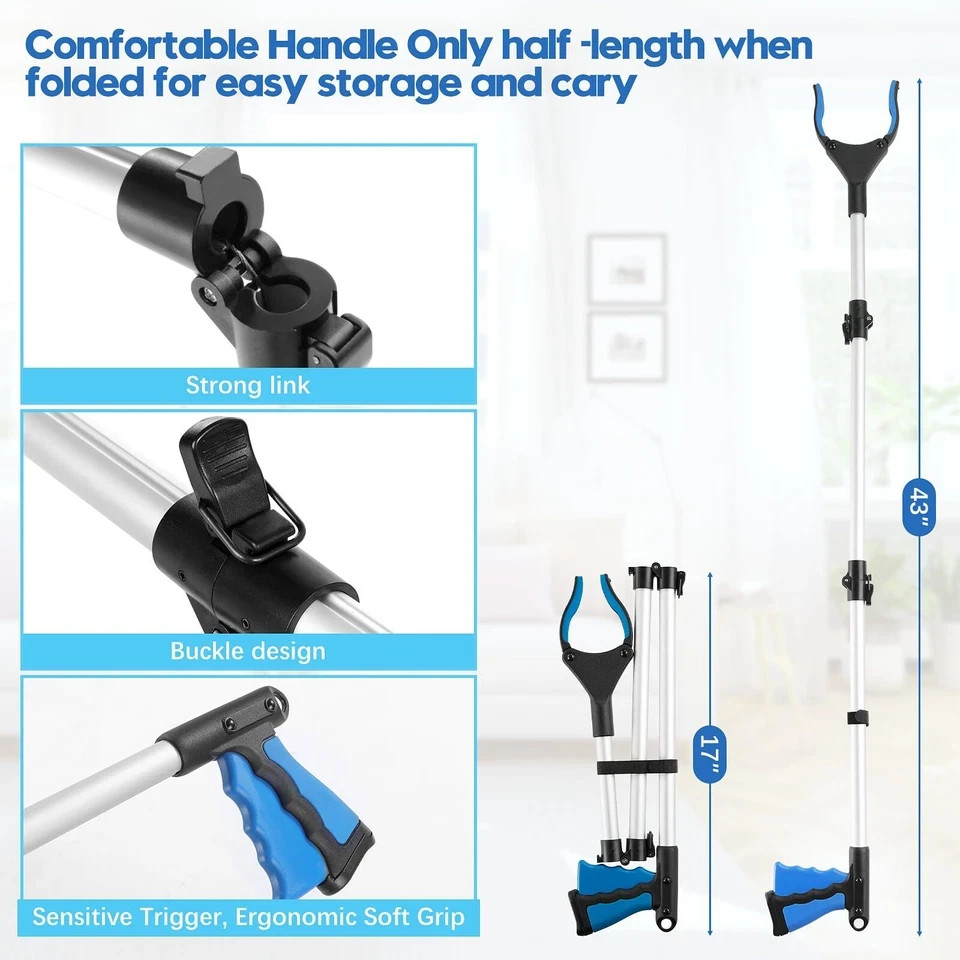 43 Inch Extra Long Grabber Tool Foldable Reaching Tool Grabber Pickup Tool