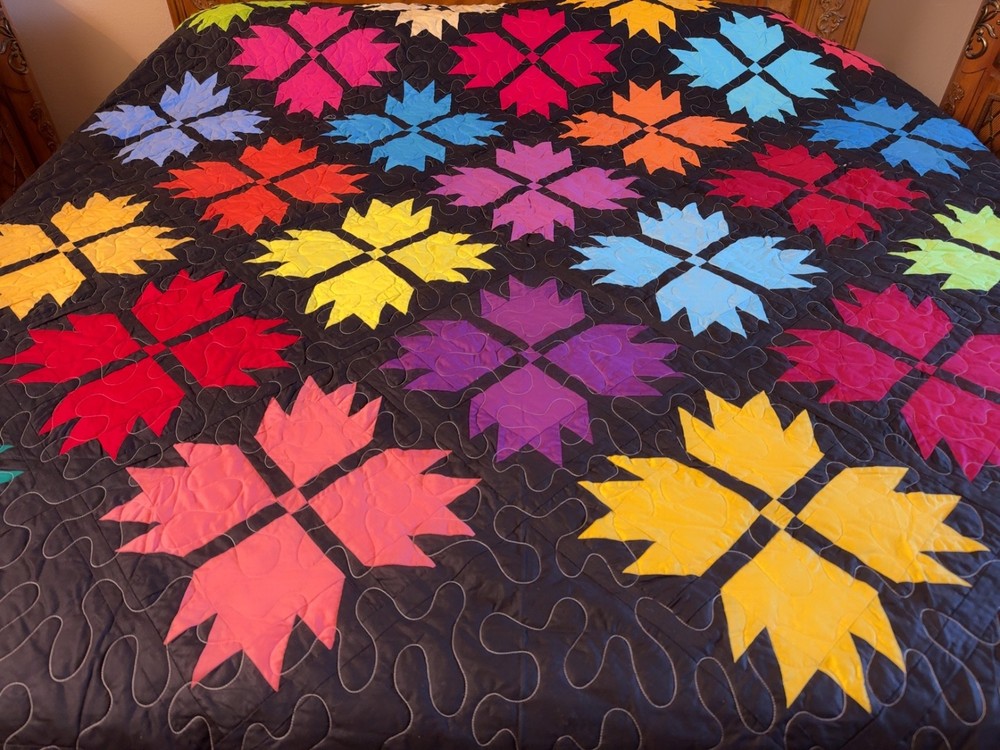 Bear paw Queen Size Machine Pieced And quilted Patchwork Quilt