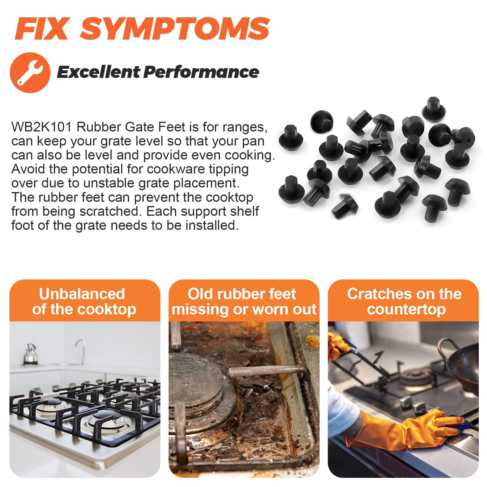 Stove Gas Range Grate Rubber Feet Bumper Frigidaire Gallery Kit Replacement