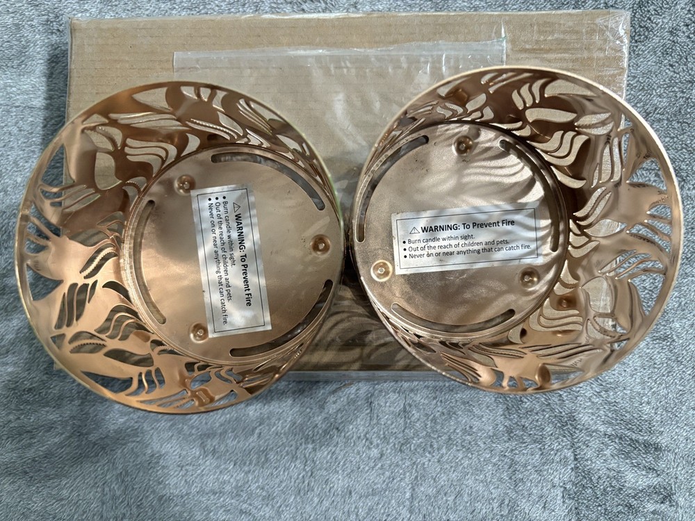 candle holders green and gold
