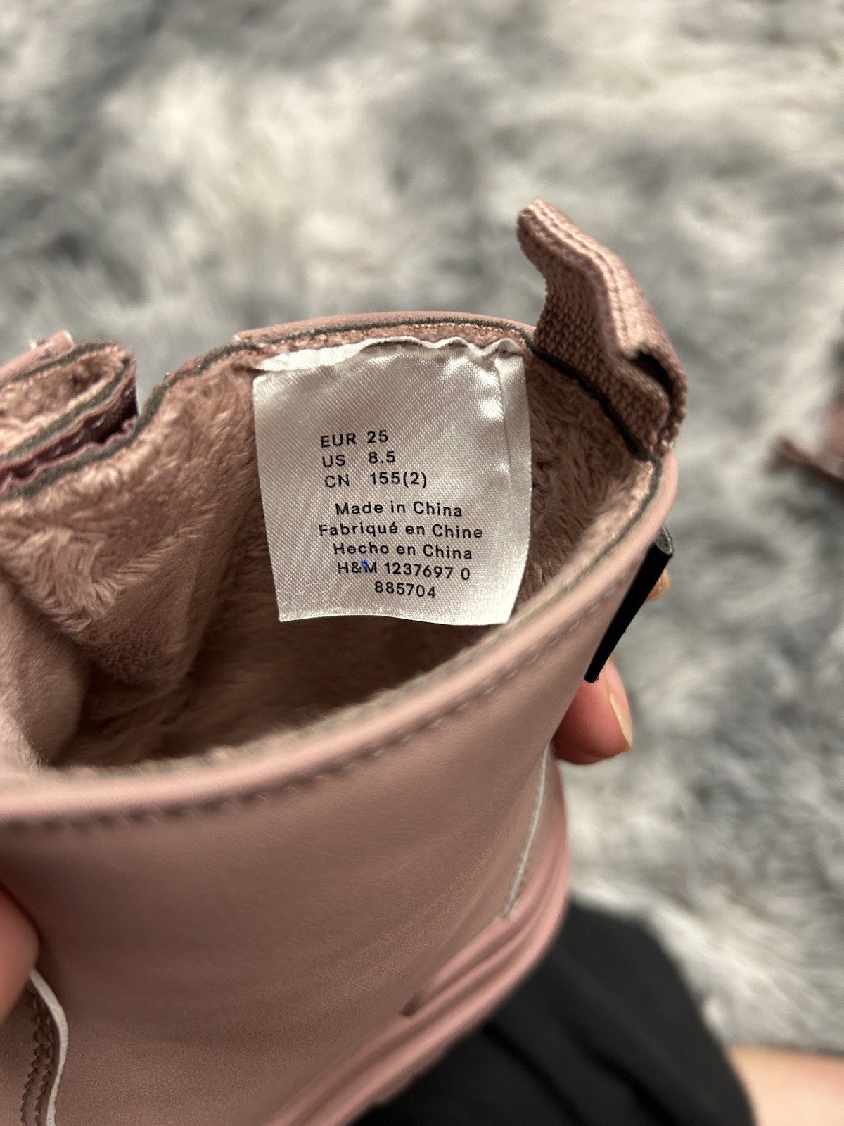 H&M Size 8.5 Girls Waterproof Fleece Lined Boots Snow Rain Pink Zipper