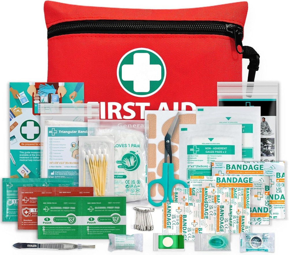 Mini First Aid Kit, 110 Piece Small First Aid Kit - Includes Emergency Foil