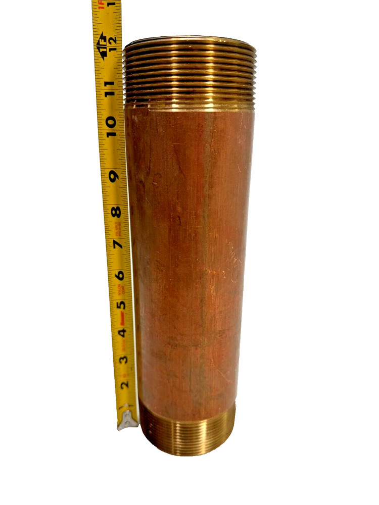 BRASS Nipple 3" Schedule 40 x 12" Long Thread Both End Nipple, Seamless