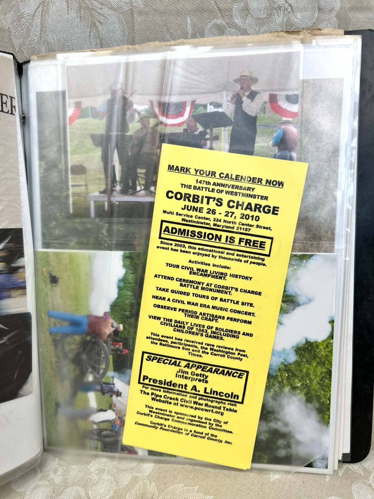 Civil War Binder, Battle of Westminster June 29th 1863, 2010-11 Reenactments