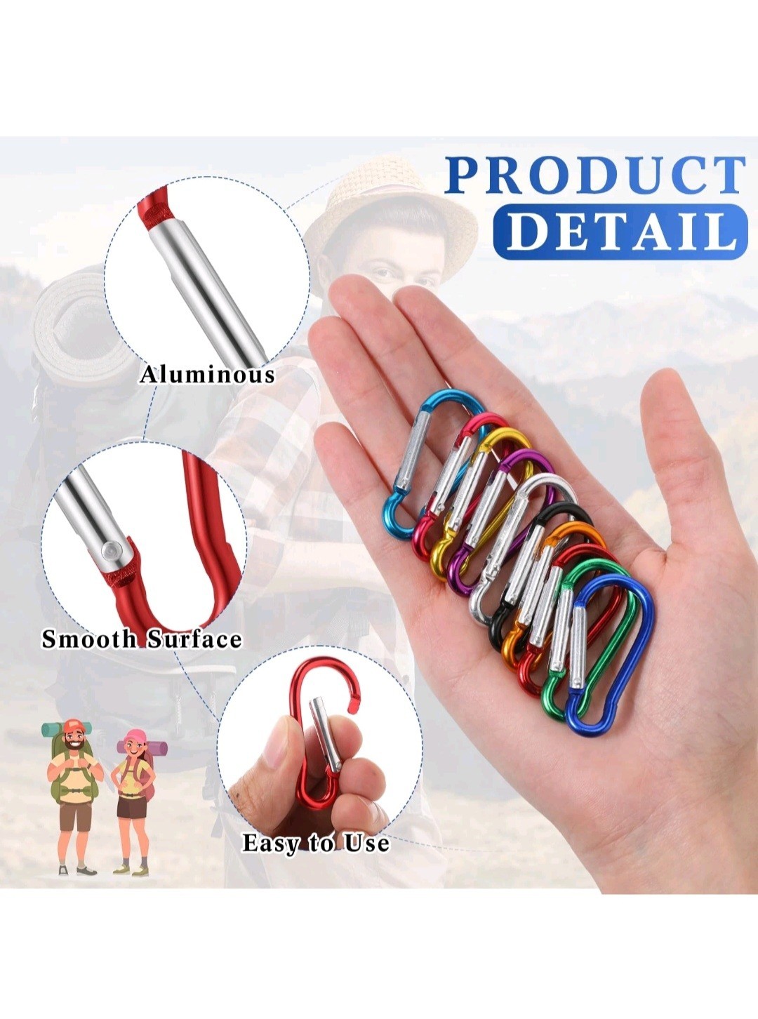 30 Pcs 2" Carabiner Bulk Spring Snap Hooks Bulk Aluminum Alloy Clip Multi Color.