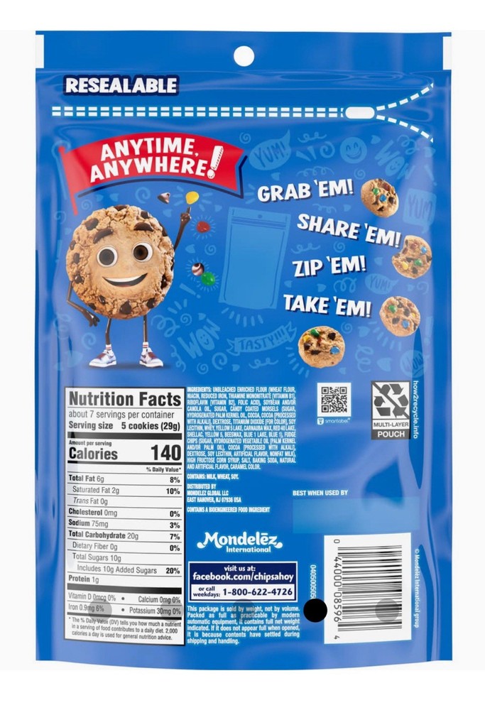 🟢 New Chips Ahoy MINIS CANDY BLASTS Chocolate Chewy Soft Tiny Bite Size 7oz