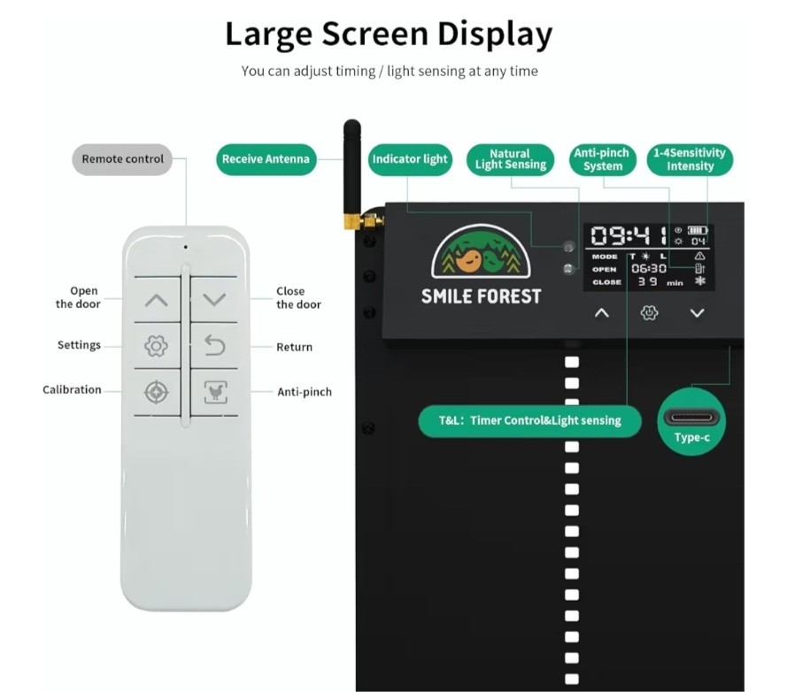 Solar Automatic Chicken Coop Door, Powered APP WiFi Bluetooth Control Timer NEW