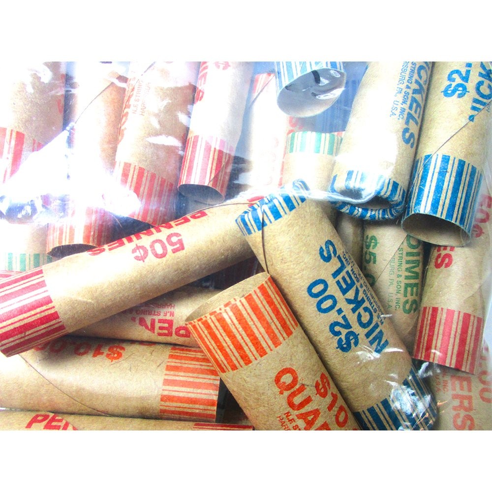 72 Rolls Preformed Assorted Coin Wrappers Tubes Nickels Variable, Tan