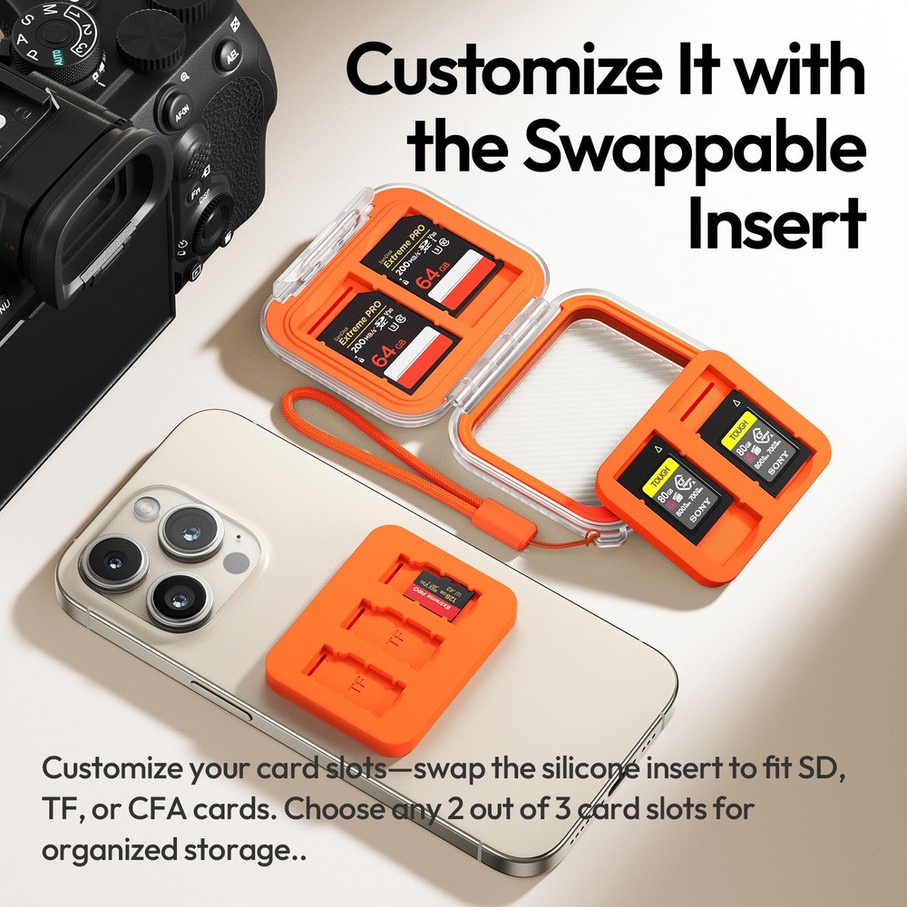 Ulanzi Mini Memory Card Case for SD/TF/CFA Cards with Customizable Slots