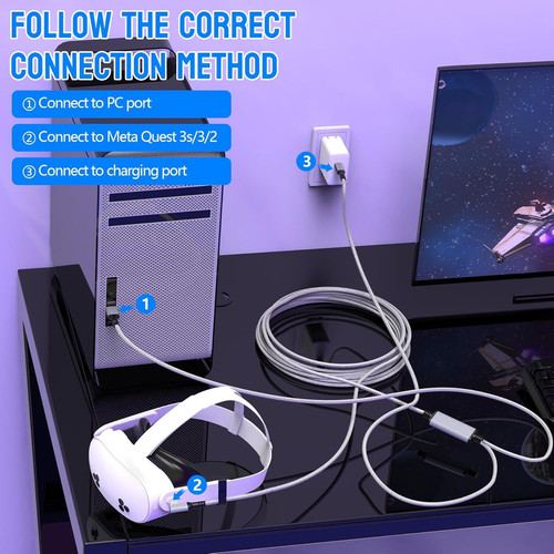 Link Cable for Meta/Oculus Quest 3s/3/2, 16FT Charging Link, Connects...