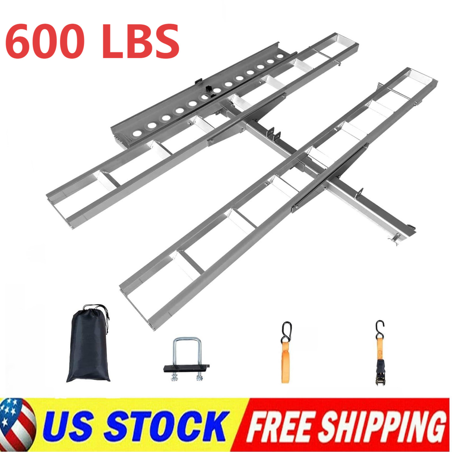 Dual Motorcycle Carrier Scooter Dirt Bike Hitch Mount 600LBS Rack Ramp Hauler us