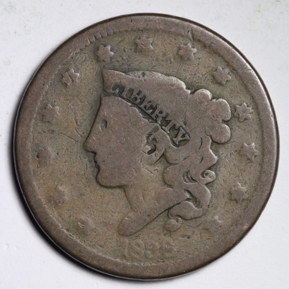 1838 Coronet Head Large Cent E196 GB