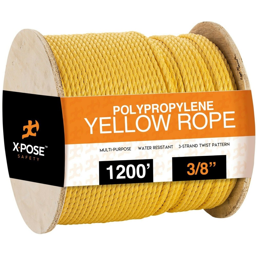 1200 ft Twisted Polypropylene Rope - 3/8" - Yellow Floating Poly Pro Cord