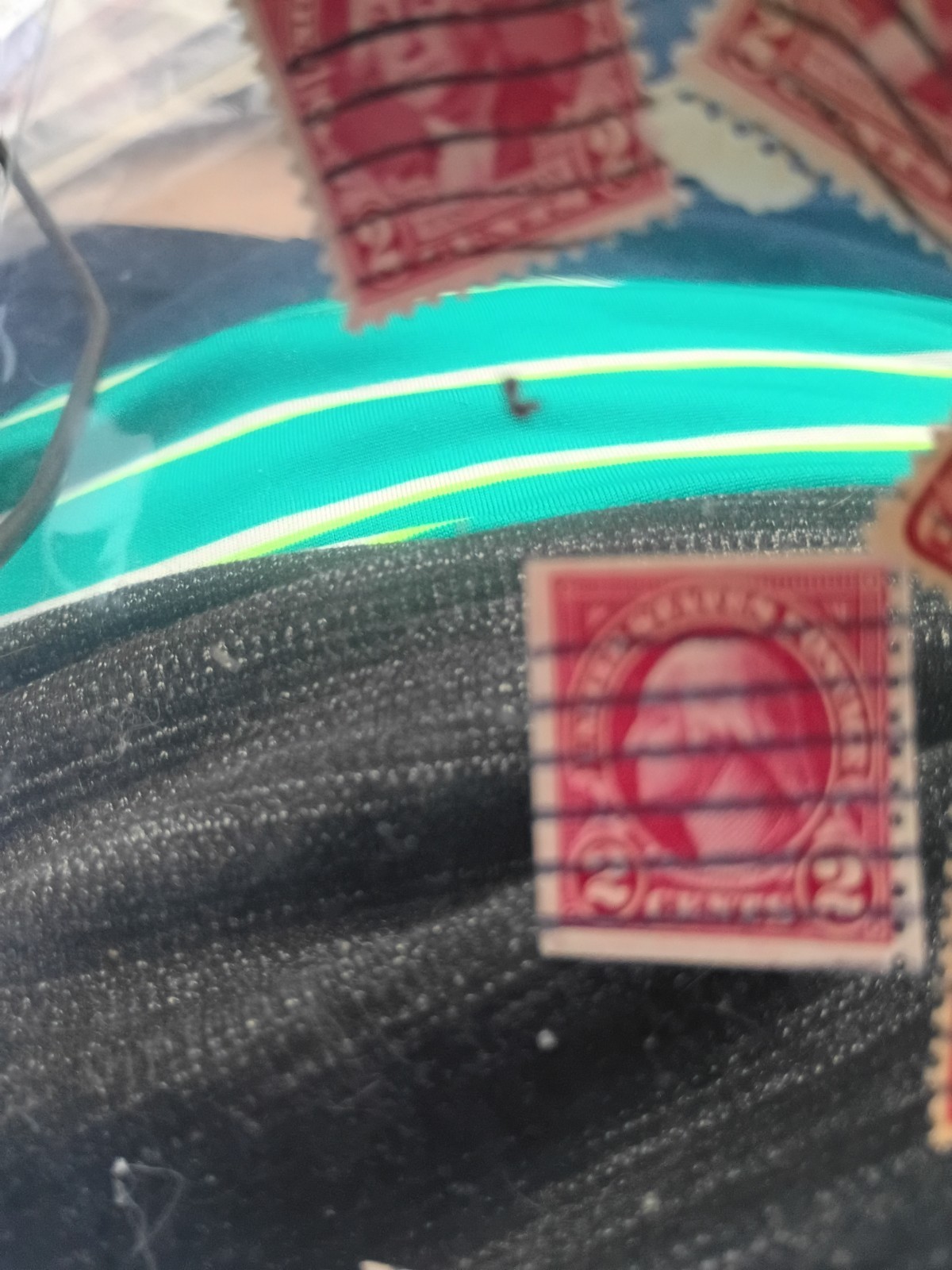 Rare collectors stamp. 2 cent with straight lines across