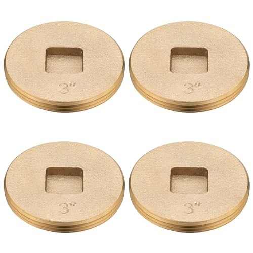 () 3 inch Sewer Cleanout Cap Brass Plug, Countersunk 3"_Countersunk 4 Pack