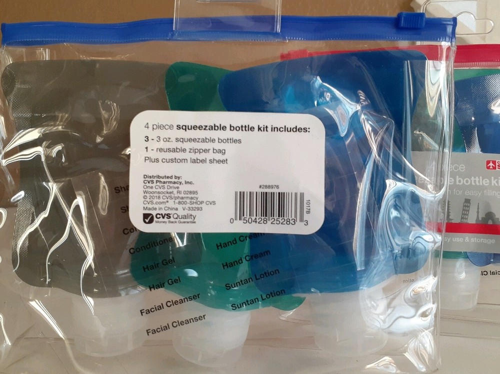 6 Pack 3 Piece Each Squeezable Bottle Kit Travel plus custom labels