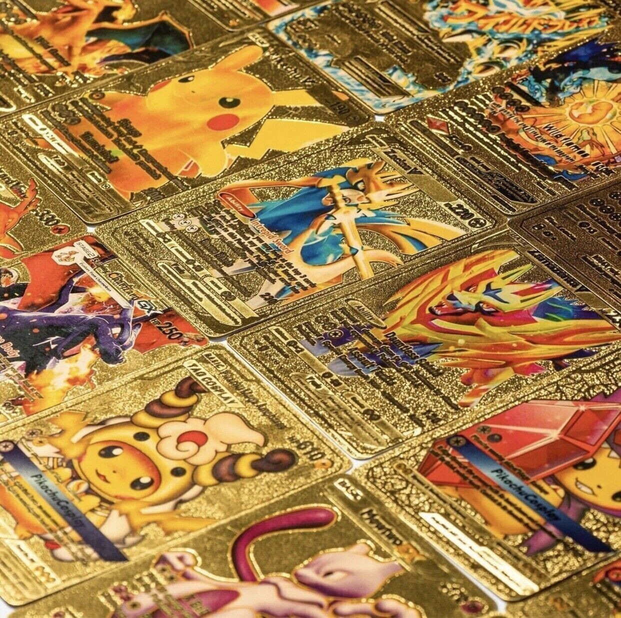 Pokemon Gold Pack Foil Cards 55Pcs TCG GX Vmax Rare Charizard