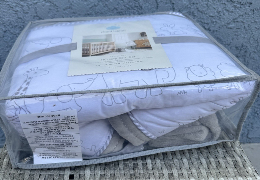 Cloud Island- Crib Bedding Set In the Clouds 4pc, Platinum