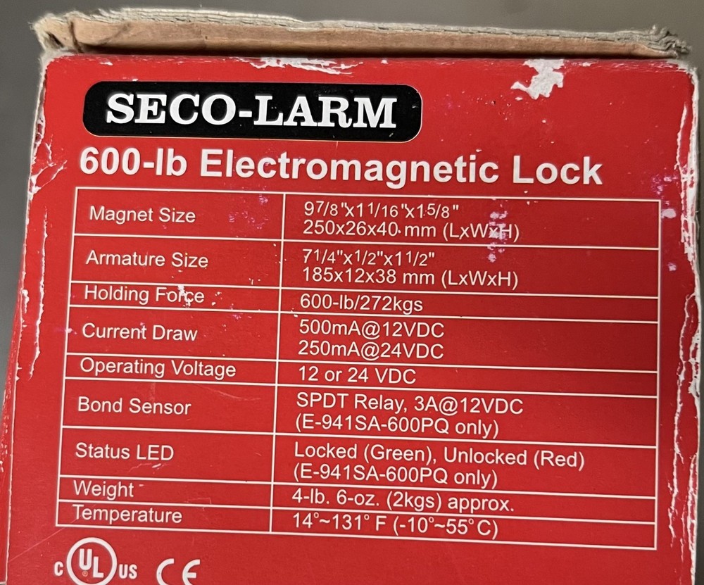 Seco-Larm 600 lb Electromagnetic Lock E-941SA-600