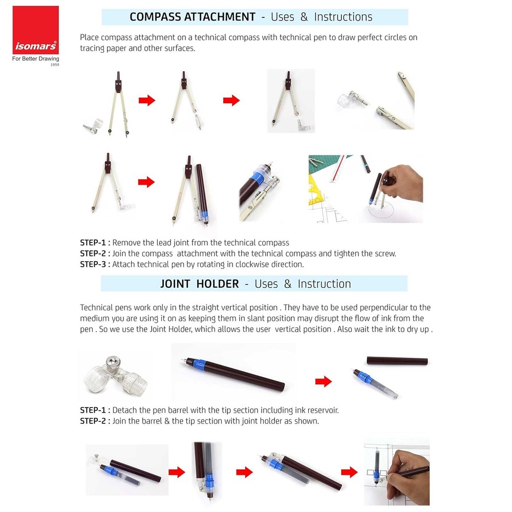 Isomars Technical Extra Fine Drawing Pen Set 0F 8,Black