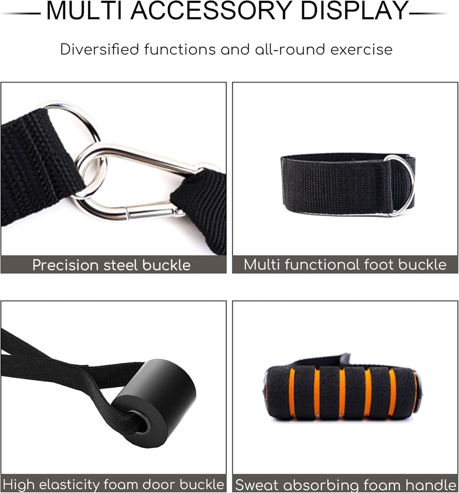 Resistance Bands Set with Door Anchor Training System, 5 Colors Stackable up to