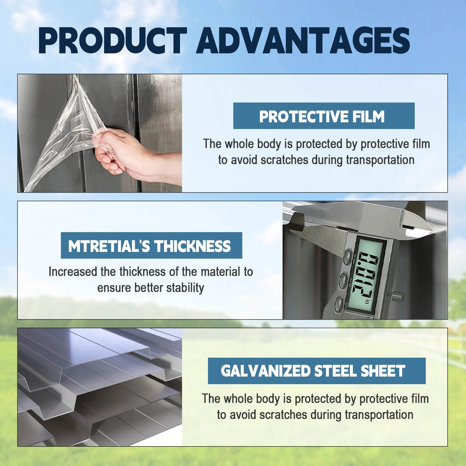 13x20ft Heavy Duty Galvanized Steel Garage Shed, Protective Film, Car Storage