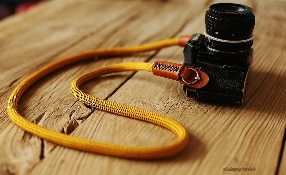 Golden climbing rope 10mm handmade camera strap
